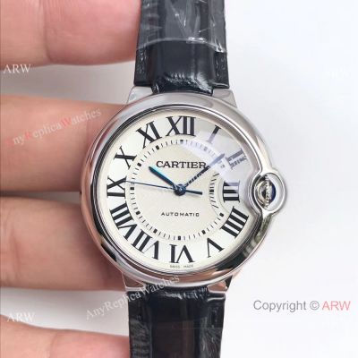 Swiss Grade Replica Ballon Bleu de Cartier Auto Watch 36mm Ss White Dial